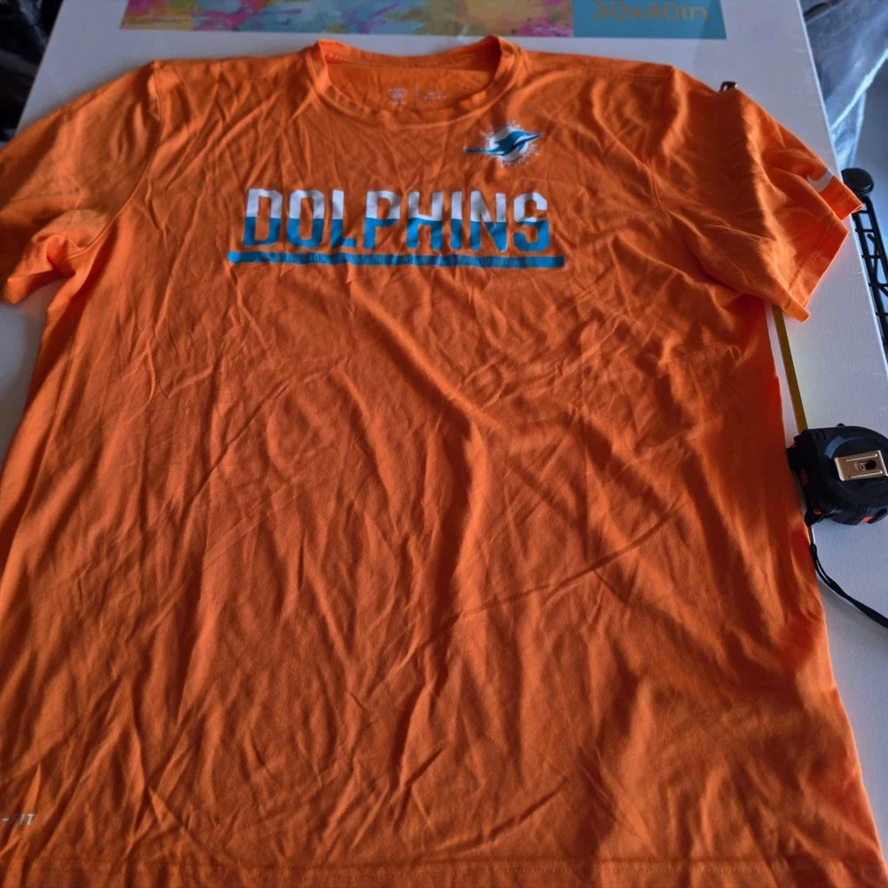 Nike Miami Dolphins NFL Training Dri-FIT Orange Graphic T-Shirt Mens XL